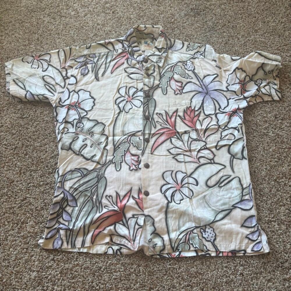 Kahala Hawaiian Shirt Mens Medium Floral John Severson Button Up Hawaii Vintage
